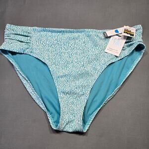 Time Tru Blue Teal Bikini Swim Bottoms NEW Stretch Midrise Women's Plus Size 2X